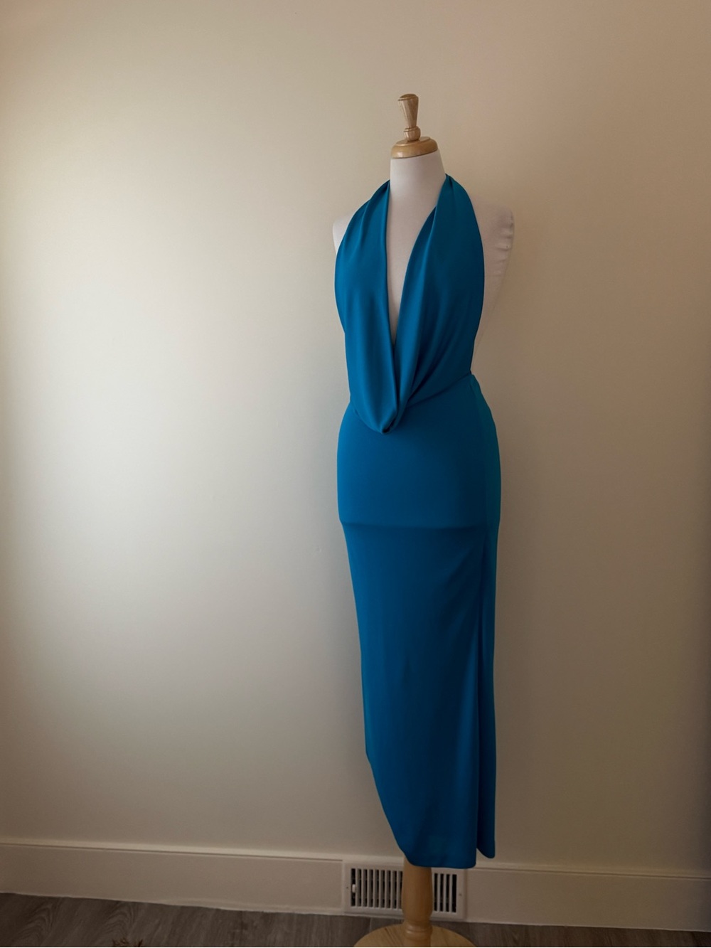 Zara Turquoise Open Back Halter Midi Dress | BNWT | XS